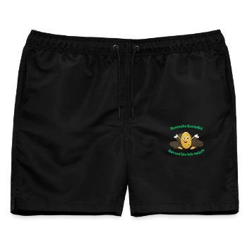Deutsche Kartoffel und stolz drauf. German Potatoe - Männer Badeshorts - Schwarz - Vorne - AI Model Male 178 light (178cm)