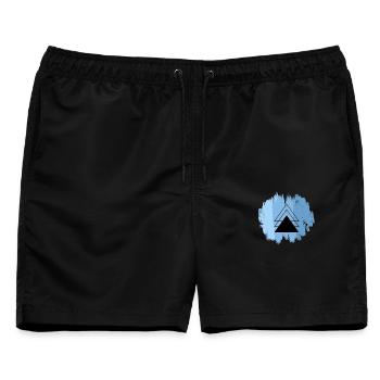 Blaues Dreiecks-Overlay - Männer Badeshorts - Schwarz - Vorne - AI Model Male 178 light (178cm)