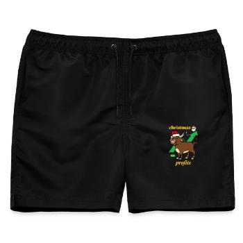 Marktbulle - Gewinn aus dem Weihnachtsmarkt - Männer Badeshorts - Schwarz - Vorne - AI Model Male 178 light (178cm)
