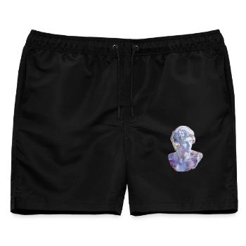 Antike trifft Beats: Marmor meets Modern - Männer Badeshorts - Schwarz - Vorne - AI Model Male 178 light (178cm)
