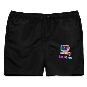 404 Retro Design - Männer Badeshorts - Schwarz - Vorne - AI Model Male 178 light (178cm)
