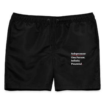 Solopreneur: Eine Person. Unendliches Potenzial. [W] - Männer Badeshorts - Schwarz - Vorne - AI Model Male 178 light (178cm)