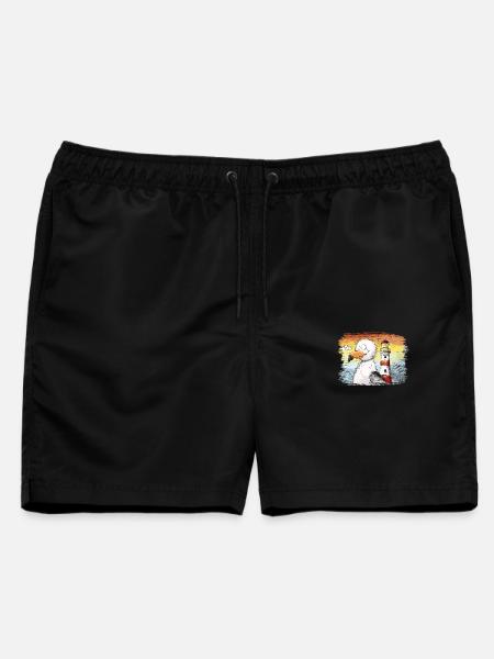 Möwe Urlaub Meer Leuchtturm Sonnenuntergang - Männer Badeshorts - Schwarz