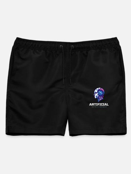 Neon AI Kopf Roboter Vision - Männer Badeshorts - Schwarz