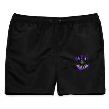 Fuchskopf tribals Ornamentiert Fleckenmuster - Männer Badeshorts - Schwarz - Vorne - AI Model Male 178 light (178cm)