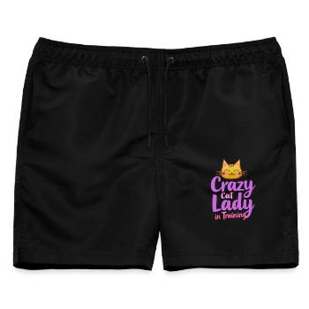 Dame folle des Chats - Crazy Cat Lady - Männer Badeshorts - Schwarz - Vorne - AI Model Male 178 light (178cm)