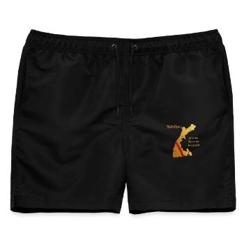 Baden - ja was denn au sonschd? - Männer Badeshorts - Schwarz - Vorne - AI Model Male 178 light (178cm)