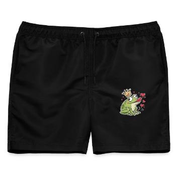 Froschkönig Karneval Fasching Konfetti - Männer Badeshorts - Schwarz - Vorne - AI Model Male 178 light (178cm)