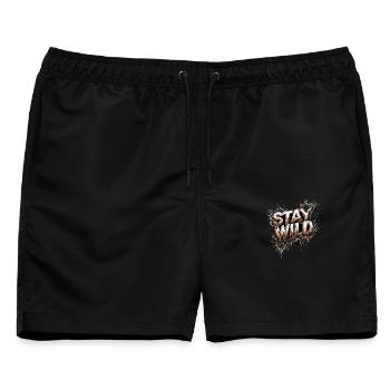 Stay Wild Lebenseinstellung Motto - Männer Badeshorts - Schwarz - Vorne - AI Model Male 178 light (178cm)