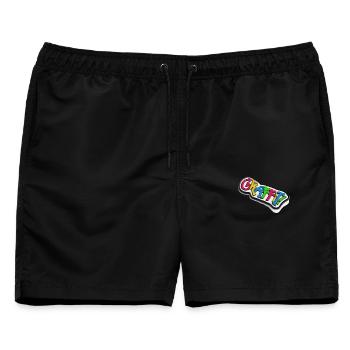 Graffiti Schriftzug 3d Effekt - Männer Badeshorts - Schwarz - Vorne - AI Model Male 178 light (178cm)