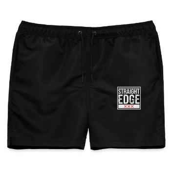 Straight Edge Schriftzug für Straight Edger Life - Männer Badeshorts - Schwarz - Vorne - AI Model Male 178 light (178cm)