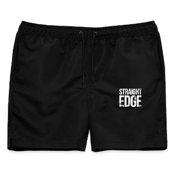Straight Edge Schriftzug für Straight Edger Life - Männer Badeshorts - Schwarz - Vorne - AI Model Male 178 light (178cm)