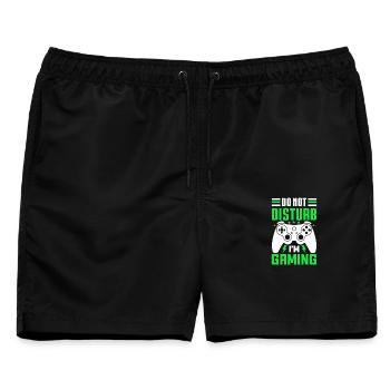 Do Not Disturb – I'm Gaming Lustiges Motiv - Männer Badeshorts - Schwarz - Vorne - AI Model Male 178 light (178cm)
