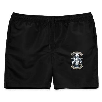 MMA Skull Fighter – Mixed Martial Arts Design - Männer Badeshorts - Schwarz - Vorne - AI Model Male 178 light (178cm)
