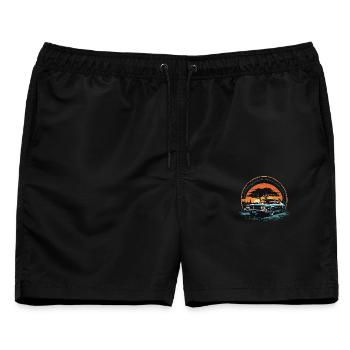 car_01 - Männer Badeshorts - Schwarz - Vorne - AI Model Male 178 light (178cm)
