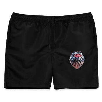 Futuristische Chrom Erdbeere - Männer Badeshorts - Schwarz - Vorne - AI Model Male 178 light (178cm)