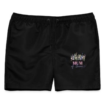 Mum of three - Männer Badeshorts - Schwarz - Vorne - AI Model Male 178 light (178cm)