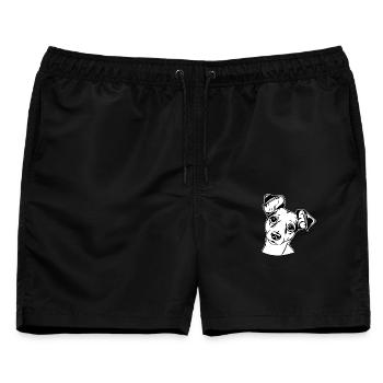 Treuer Hundeblick – Minimalistisches Motiv - Männer Badeshorts - Schwarz - Vorne - AI Model Male 178 light (178cm)