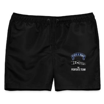 Papa & Sohn Das Perfekte Team Vatertag Geburtstag - Männer Badeshorts - Schwarz - Vorne - AI Model Male 178 light (178cm)