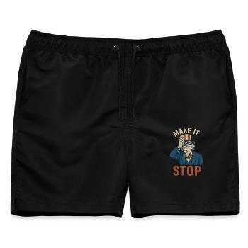 Mach es politisch aufhören - Männer Badeshorts - Schwarz - Vorne - AI Model Male 178 light (178cm)