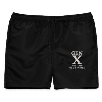 Generation X - We don't care - Männer Badeshorts - Schwarz - Vorne - AI Model Male 178 light (178cm)