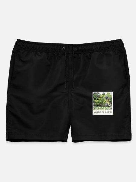 Asiatischer Gartensee Zen - Männer Badeshorts - Schwarz