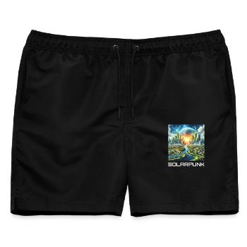 Grüne Stadt der Zukunft Smart City - Männer Badeshorts - Schwarz - Vorne - AI Model Male 178 light (178cm)