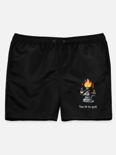 Too lit to quit – Der coolste Bunsenbrenner im Lab - Männer Badeshorts - Schwarz