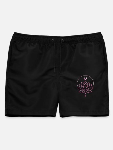 Lotus & Mond - Spirituelles Yoga Design in Rosa - Männer Badeshorts - Schwarz