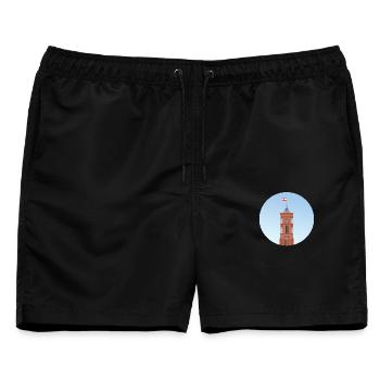 Der Turm des Roten Rathaus in Berlin - Männer Badeshorts - Schwarz - Vorne - AI Model Male 178 light (178cm)