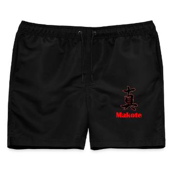 Bushidō Wert: Makoto – Aufrichtigkeit - Männer Badeshorts - Schwarz - Vorne - AI Model Male 178 light (178cm)