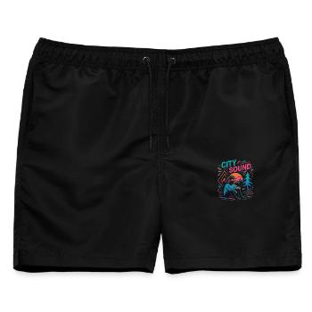 CITY SOUND - Männer Badeshorts - Schwarz - Vorne - AI Model Male 178 light (178cm)