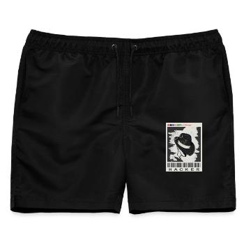 Hacker gesucht - Männer Badeshorts - Schwarz - Vorne - AI Model Male 178 light (178cm)