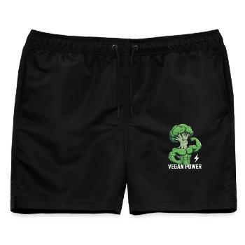 Vegane Power - Männer Badeshorts - Schwarz - Vorne - AI Model Male 178 light (178cm)