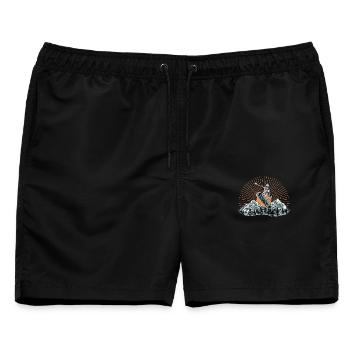 Kallio Surf Skelett Design - Männer Badeshorts - Schwarz - Vorne - AI Model Male 178 light (178cm)