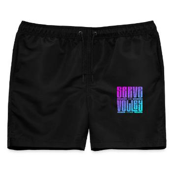 Tennis serve and volley style - Männer Badeshorts - Schwarz - Vorne - AI Model Male 178 light (178cm)