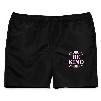 Slogan Be Kind in rosa - Männer Badeshorts - Schwarz - Vorne - AI Model Male 178 light (178cm)