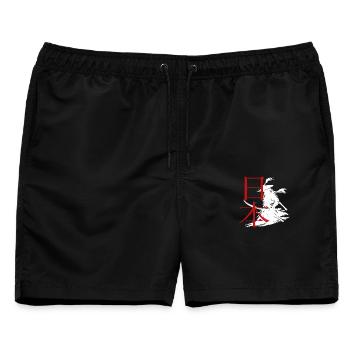 Kampfkunst-Design mit Samurai und Schriftzug - Männer Badeshorts - Schwarz - Vorne - AI Model Male 178 light (178cm)