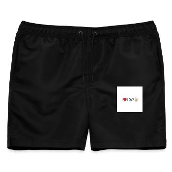 Liebe und Bier auf einem T-Shirt - Männer Badeshorts - Schwarz - Vorne - AI Model Male 178 light (178cm)