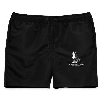 Meine Therapie hat vier Pfoten - Männer Badeshorts - Schwarz - Vorne - AI Model Male 178 light (178cm)