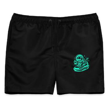 Space Fun Saurus Junior - Männer Badeshorts - Schwarz - Vorne - AI Model Male 178 light (178cm)