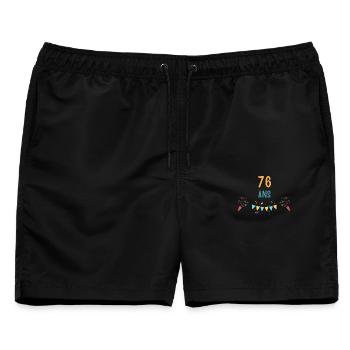76. Geburtstag Buntes Konfetti - Männer Badeshorts - Schwarz - Vorne - AI Model Male 178 light (178cm)