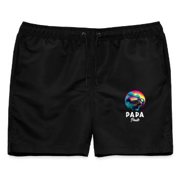 Papa Poule: Humor und Zärtlichkeit für den Superpapa - Männer Badeshorts - Schwarz - Vorne - AI Model Male 178 light (178cm)