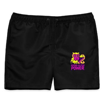 Hypno Glitch Owl and Snake - Männer Badeshorts - Schwarz - Vorne - AI Model Male 178 light (178cm)