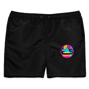 Testzeichen New Wave - Männer Badeshorts - Schwarz - Vorne - AI Model Male 178 light (178cm)