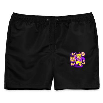 New Wave Cat - Männer Badeshorts - Schwarz - Vorne - AI Model Male 178 light (178cm)