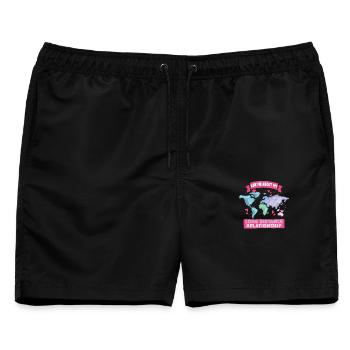 Fernbeziehung - Männer Badeshorts - Schwarz - Vorne - AI Model Male 178 light (178cm)