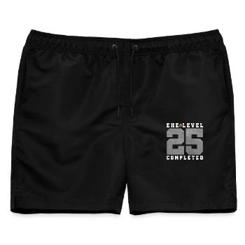 25. Hochzeitstag - Männer Badeshorts - Schwarz - Vorne - AI Model Male 178 light (178cm)