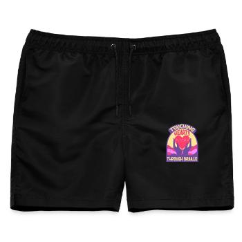 Braille Lehrer Blindenschrift Punktum - Männer Badeshorts - Schwarz - Vorne - AI Model Male 178 light (178cm)