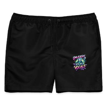 Karaoke Karaokesänger Unleash Your Vocals - Männer Badeshorts - Schwarz - Vorne - AI Model Male 178 light (178cm)